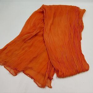 Vintage Chiffon Magenta  Orange Long Scarf